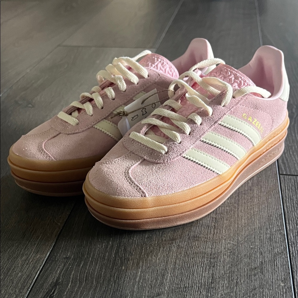 Adidas Women's Pink and Cream Bold Gazelle Sneakers